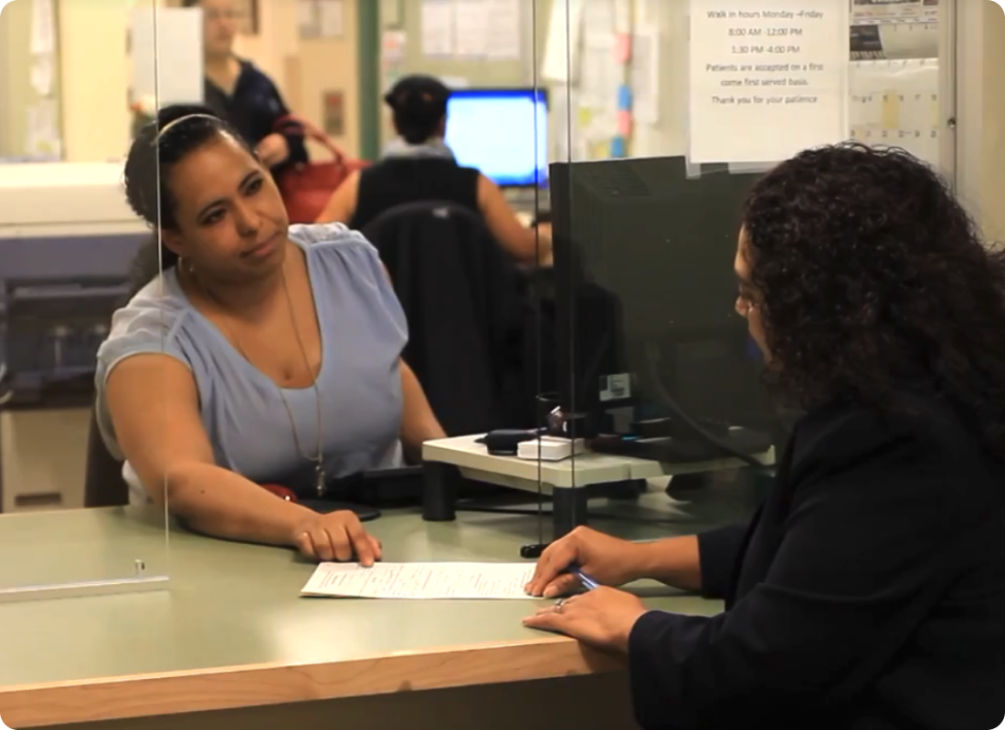 patient receiving paperwork